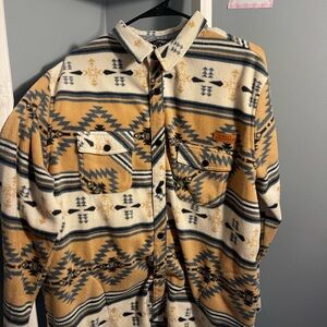 Simply Southern Geometric Patterned Shirt - Cream, Blue, Tan